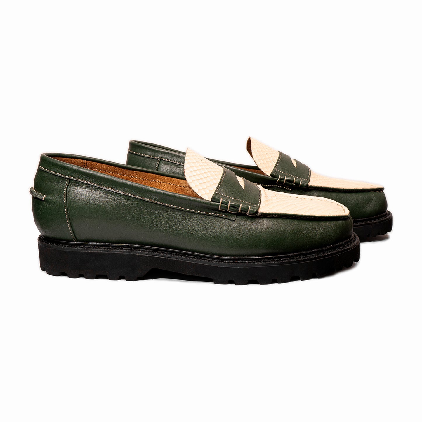 JADE LOAFERS - PYTHON SKIN IN EMERALD