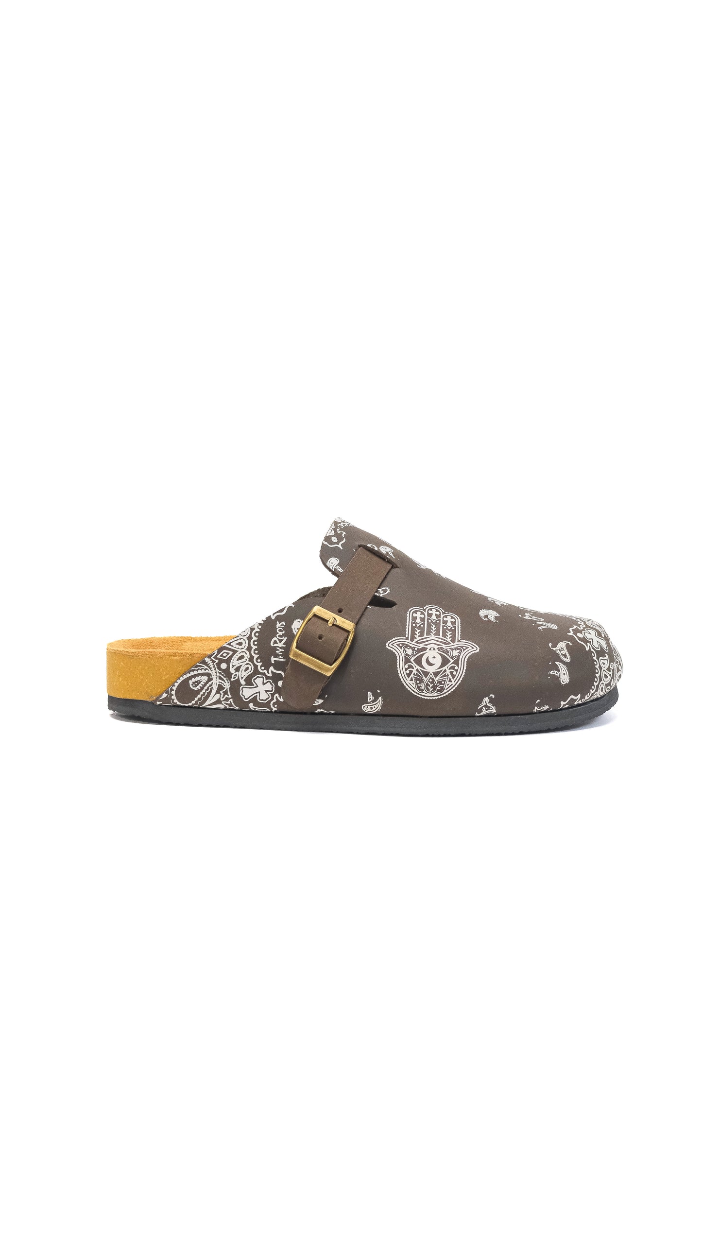 HAMSA PAISLEY MULES IN CHARCOAL