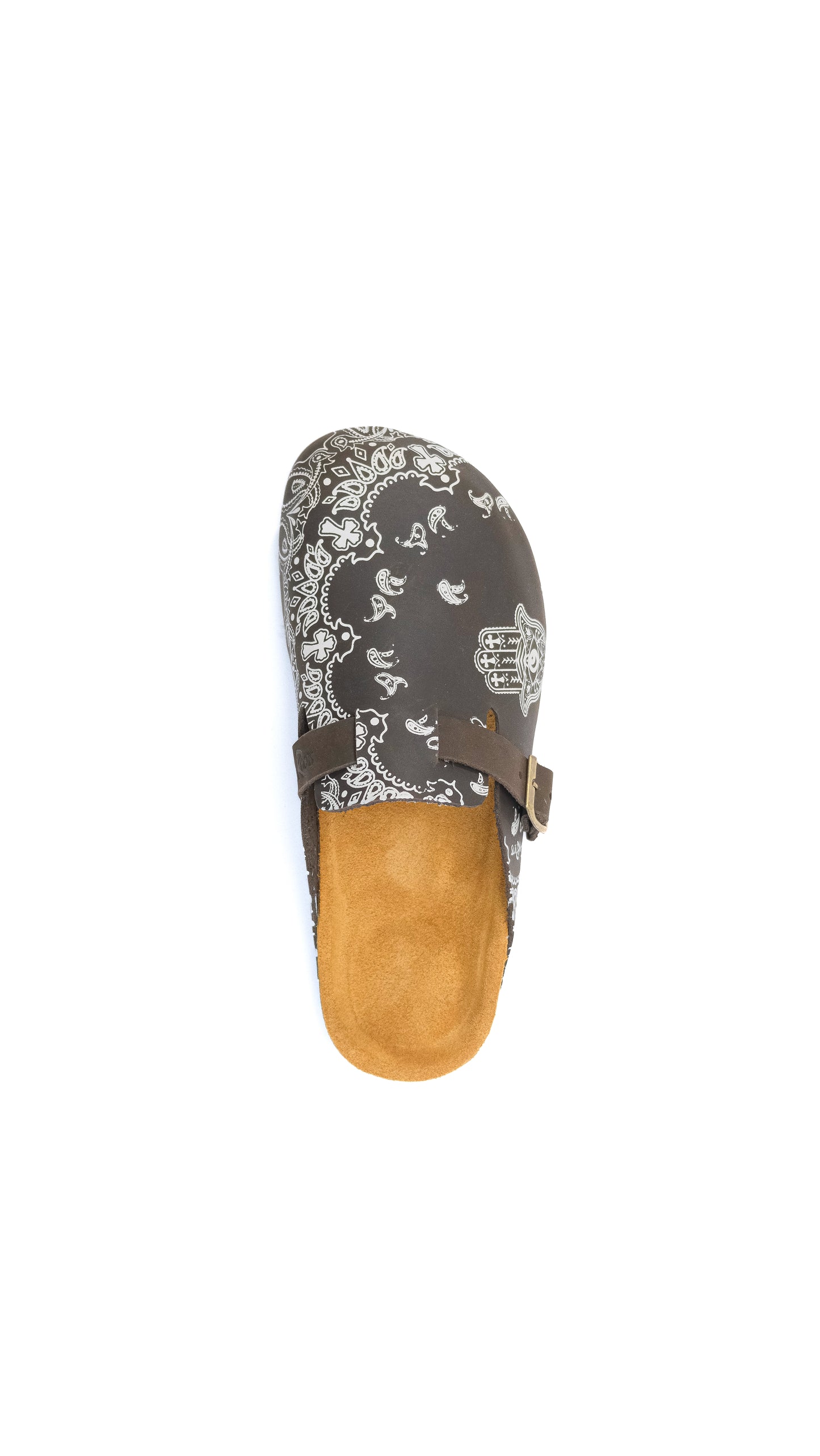 HAMSA PAISLEY MULES IN CHARCOAL
