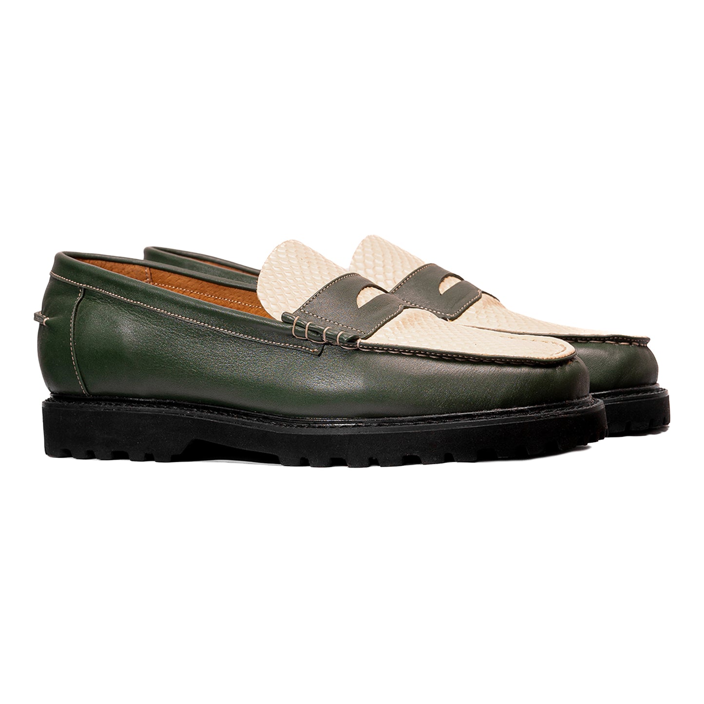 JADE LOAFERS - PYTHON SKIN IN EMERALD