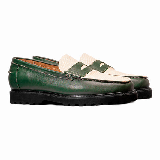 JADE LOAFERS - PYTHON SKIN IN EMERALD