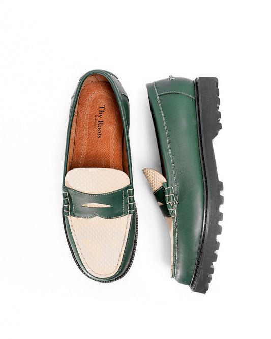 JADE LOAFERS - PYTHON SKIN IN EMERALD