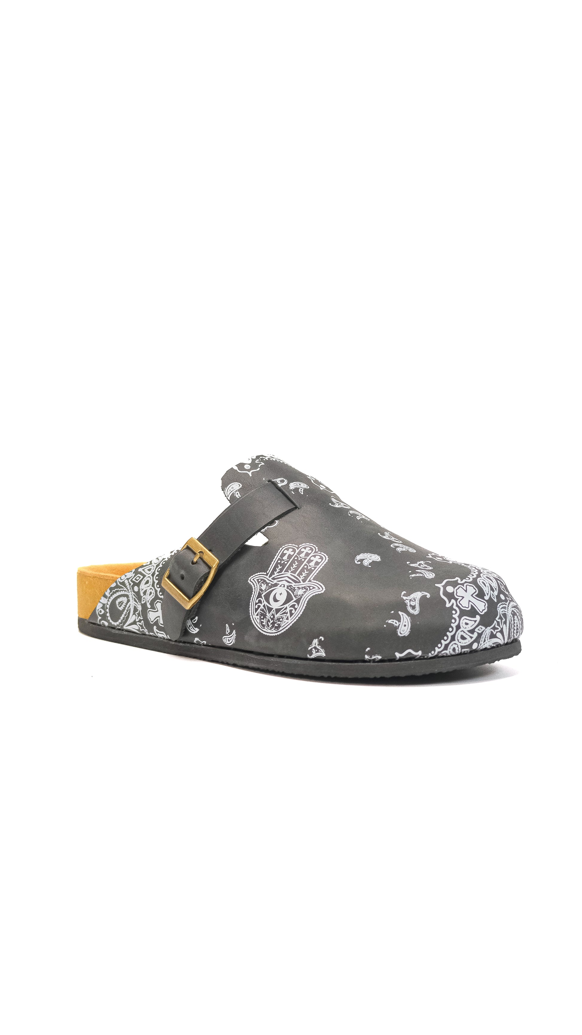 HAMSA PAISLEY MULES IN ONYX – Thy Roots